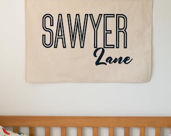Custom Name Canvas Flag, Nursery Decor
