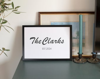 Personalized Last Name Canvas Sign with Established Date