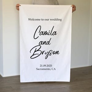 Custom Fabric Wedding Welcome Sign Flag Banner, Custom Wedding Banner, Wedding Decoration, Wedding Ceremony Sign, Modern Wedding Welcome
