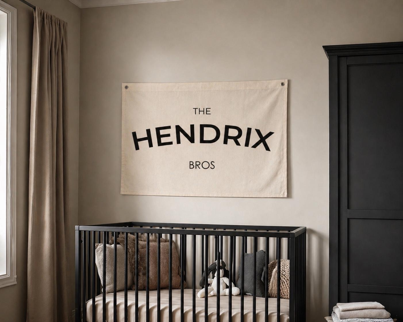 Custom Brothers Name, Bros Sign Canvas Flag, Boys Nursery Name Sign ...