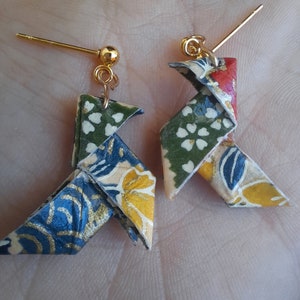 Orecchini con papillon in carta origami Cocotte Orecchini con motivo floreale in carta giapponese, regalo perfetto per l'anniversario