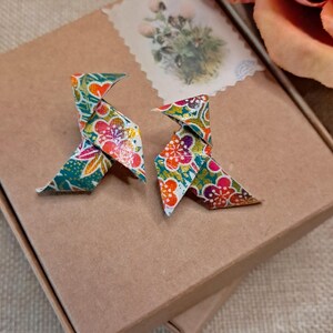 NUOVO! Papillon di carta o orecchini a cocotte, orecchini di carta giapponese, orecchini origami, orecchini per anniversario