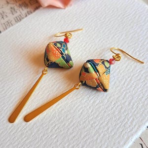 Origami-Ohrringe, japanische Papierohrringe, geometrische Ohrringe, Papiergeschenk zum Jahrestag, Weihnachten, originelle Ohrringe