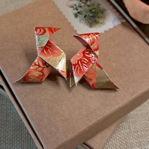 NUOVO! Papillon di carta o orecchini a cocotte, orecchini di carta giapponese, orecchini origami, orecchini per anniversario
