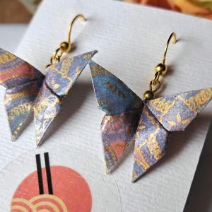 Origami butterfly paper earring, Japanese washi paper earring, paper gift for anniversary, Japanese earrings, origami
