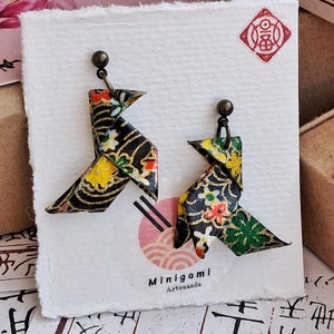 Orecchini a forma di papillon in carta origami, cocotte, orecchini a forma di fiore in carta washi giapponese, regalo perfetto per l'anniversario