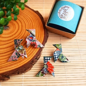 Orecchini papillon in carta o cocotte, orecchini in carta con carta giapponese, orecchini corti con animali, orecchini per anniversario