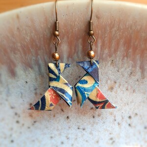 Orecchini con fiocco di carta origami, cocotte di carta giapponese con motivi floreali, orecchini retrò vintage regalo per anniversario