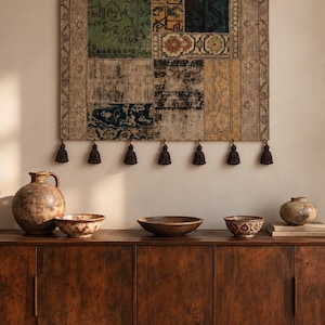 Tapiz de patchwork, alfombra de pared de patchwork, 30x41 pulgadas / WH-1655