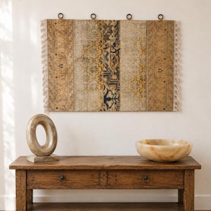 Gobelin patchworkowy, dywanik ścienny w stylu boho, etniczna dekoracja ścienna / WH-1517 / 29x47 cali