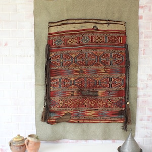 Antique Nomadic Carriage Bag ,  46x65  Nomadic  Chuval , Antique Tapestry  / WH-337 /  118x165 cm