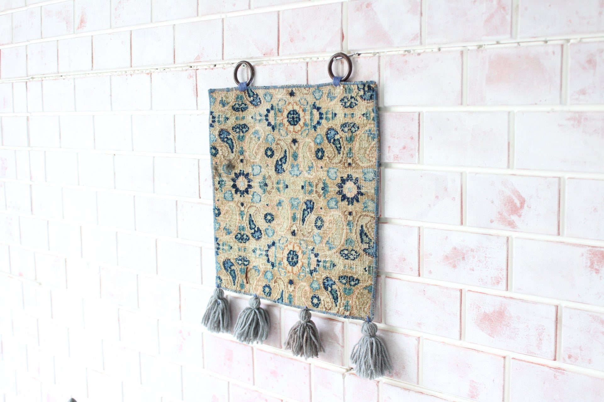 Hereke Wall Rug, Small Blue Rug Wall Hanging, Classic Small Wall Rug ...