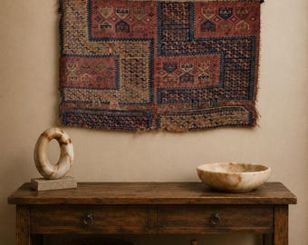 31x46 Antique Sine Kilim Tapestry, Antique Rug Fragment , Bohemian Wall Hanging / WH-773