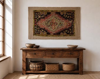 3'3''x5'2'' Anatolian Kilim Tapestry, Bohemian Wall Hanging , Antique Wall Rug / WH-861 / 100x157 cm