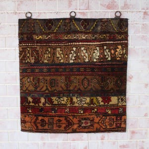 Tapisserie patchwork, tenture murale tissée à la main, tapis mural à poils longs, 91 x 94 cm / WH-1814