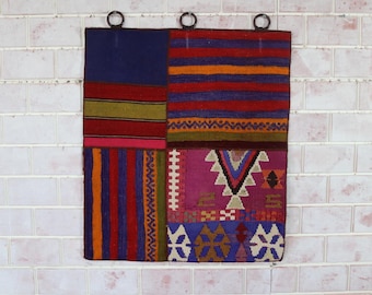 Pink-Purple Rug Tapestry, Bohemian Wall Rug, Boho Wall Hanging / WH- 849 / 25x29 inch