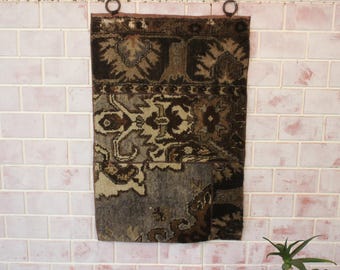 Patchwork Rug Tapestry, Anatolian Wall Rug, Ethnic Wall Hanging / WH-526 / 22x33