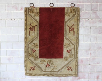 Arazzo in lana tessuto a mano: arazzo da parete geometrico boho (71x88 cm)