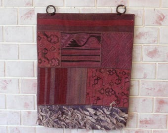 20z26 Pink Patchwork Tapestry, Pink Boho Wall Rug , Bohemian Wall Hanging / WH-523