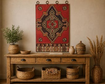 Armenian Kilim Tapestry, Bohemian Wall Hanging / WH-1448 / 29x41 inches