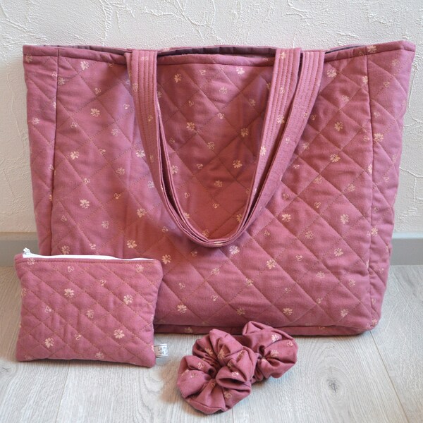 Sac cabas rose matelassé