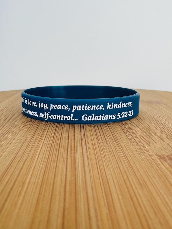 Fruit Of The Spirit Wristband Set - Love Joy Peace Patience Galations 5:22-23 Debossed Bracelets (2 To 100 Bands) - View #2