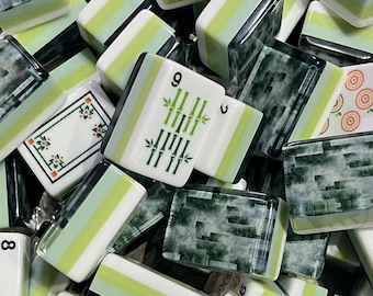 Green Pearlescent American Mahjong Set, Jade Marble Acrylic Tiles, Modern Game Set, Gift for Mahjong Lovers