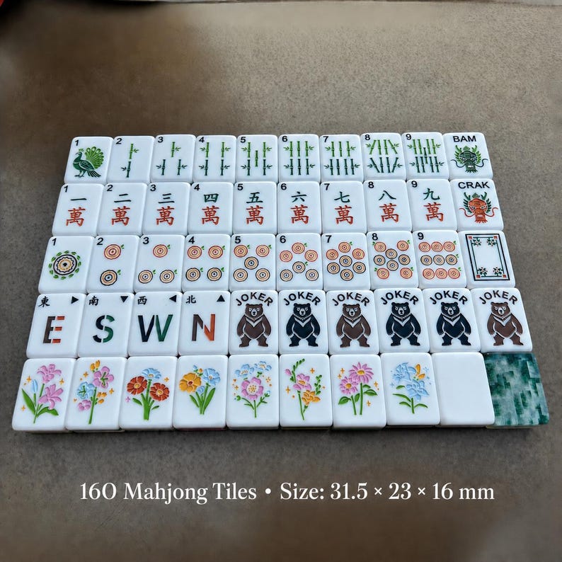 Green Pearlescent American Mahjong Set, Jade Marble Acrylic Tiles, Modern Game Set, Gift for Mahjong Lovers image 4