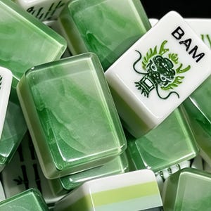 Mint Jade American Mahjong Set, Pearlescent Acrylic Tiles, Classic Peacock 160 Tile Game, Gift for Mahjong Lovers and Collectors