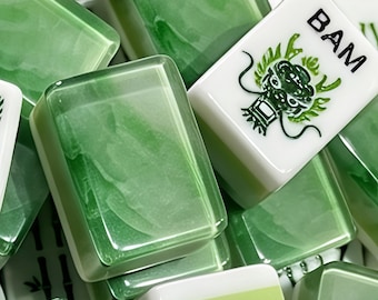 Mint Jade American Mahjong Set, Pearlescent Acrylic Tiles, Classic Peacock 160 Tile Game, Gift for Mahjong Lovers and Collectors