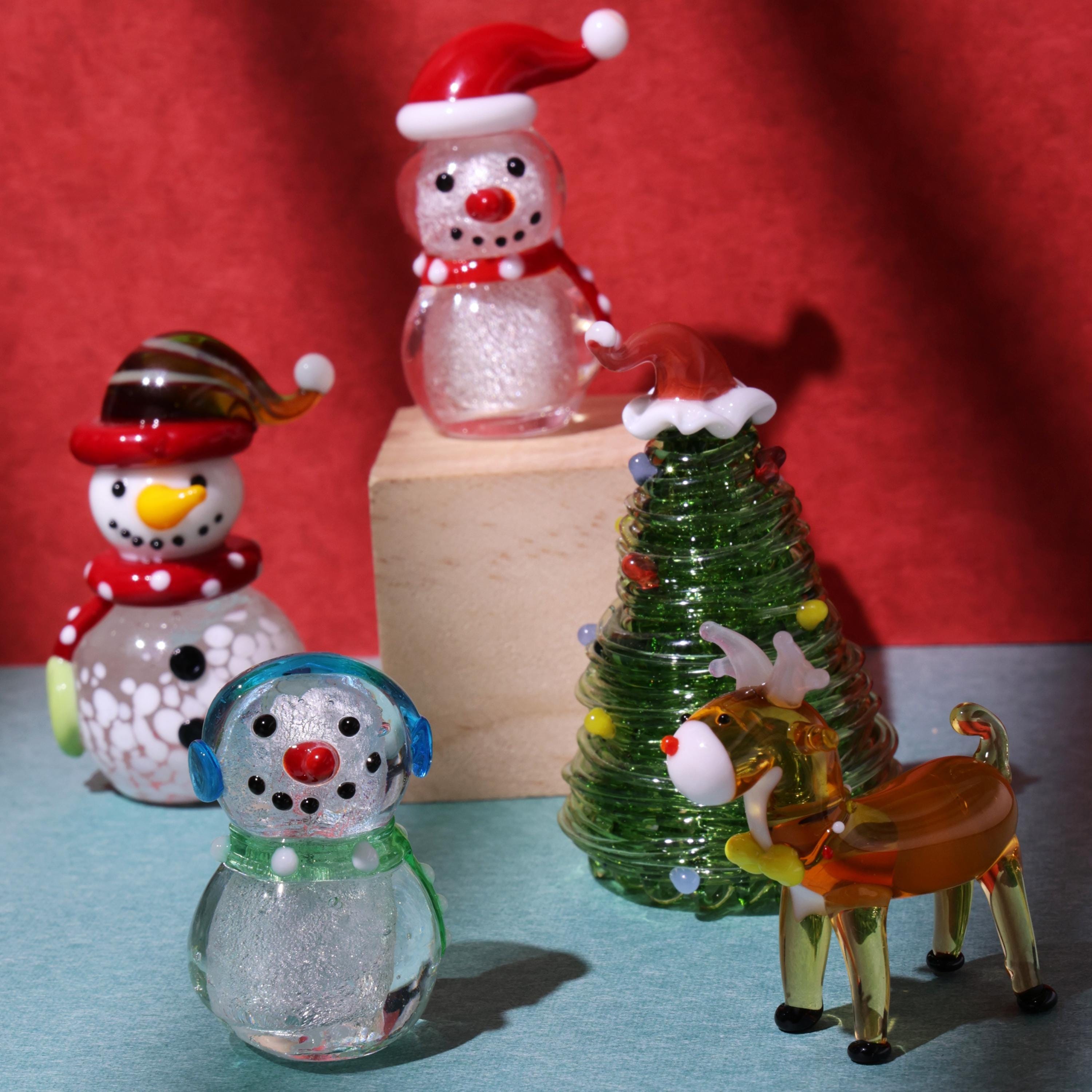 クリスマスオーナメント ガラスベル2個セット（雪だるま 、サンタ