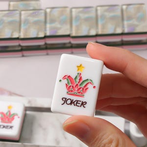 Pearl White American Mahjong Set, Opal Shell Acrylic Tiles, Pink Green Layered 160 Tile Game, Gift for Mahjong Players and Collectors image 12