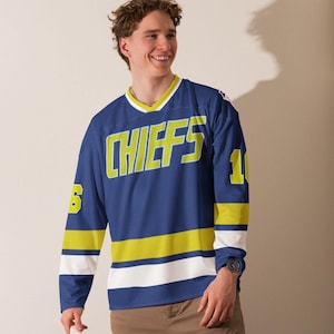 Slap Shot #16 Chiefs Hockey Jersey, Classic movie, hockey fan jersey. FYI; Jersey sizes run a little small! check sizes to get a proper fit.
