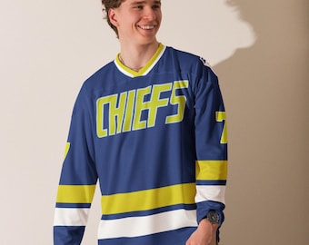 Slap Shot #7 Chiefs Hockey Jersey, Classic movie, hockey fan jersey. FYI; Jersey sizes run a little small! check sizes to get a proper fit.
