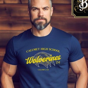 Calumet High School Wolverines, 1984 Wolverines movie shirt, High school logo T-shirt, Retro movie shirt, Short-Sleeve Unisex T-Shirt