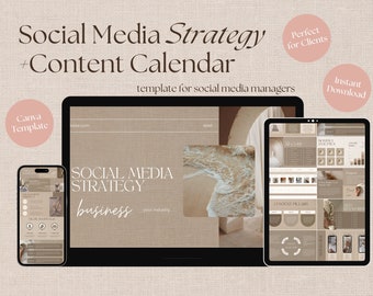 Neutral Social Media Strategy Template | Client Strategy for Social Media Manager | Customizable Canva Template | Aesthetic Social Media