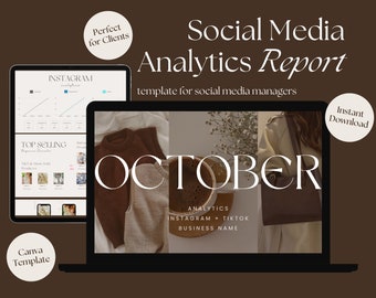 Aesthetic Social Media Analytics Report | Canva Template | Social Media Manager Report Template for Clients | Monthly Analytics Report