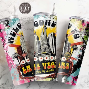 Benvenuti a Las Vegas Nevada 20oz USA Flag Casino Gambling Poker Chips e carte da gioco Skinny Tumbler Wrap PNG Sublimazione (9 disegni GRATUITI)