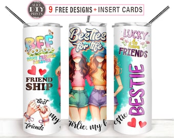 My Girlie My Bestie 20oz Skinny Tumbler Wrap Friendship Best Friend PNG Sublimation Designs Download (Plus 9 FREE Designs)