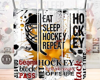 HOCKEY Eat Sleep Repeat Life 20oz Adventure Sport Game Men Skinny Tumbler Wrap PNG Sublimation Designs Download (9 FREE Designs)