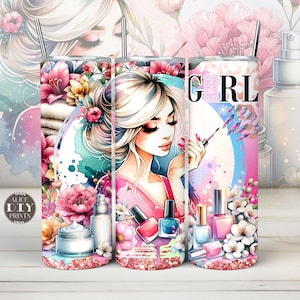 Girl Boss Nagelstudio Leben 20 Unzen Glitter Skinny Tumbler Wrap Gerade und konisch PNG Sublimations-Download (plus 9 Designs gratis)