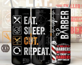 BARBER Repeat Life 20oz skinny Tumbler Wrap, Hair Hustler, Kapper, Barber Shop png-sublimatieontwerpen downloaden (plus 9 GRATIS ontwerpen)