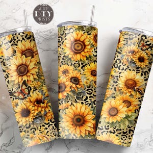 Sunflower Animal Print Glitter 20oz Skinny Tumbler Wrap Gold Leopard PNG Sublimation Designs Download (Plus 9 FREE Designs)