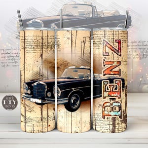 Mercedes Benz Classic Car 20oz Skinny Tumbler Wrap Carro antigo Retro Racing Mecânico automotivo PNG Sublimação Rust Car Lover (9 designs GRÁTIS)
