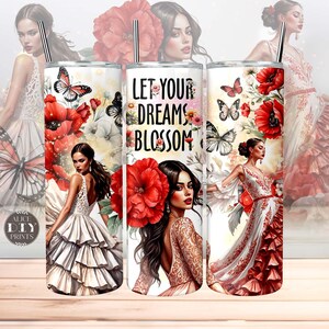 Inspiración para bailar flamenco, 20 oz, Danza de España, vaso delgado, diseños PNG de sublimación, cultura española, bailarina, vida (9 diseños gratis)