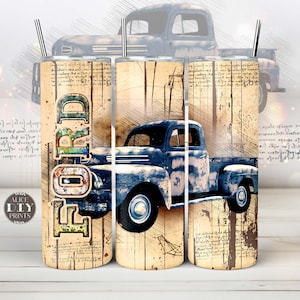 Ford Classic Car 20oz Skinny Tumbler Wrap Carro antigo Retro Racing Mecânico automotivo PNG Sublimação Rust Car Lover (9 designs GRÁTIS)