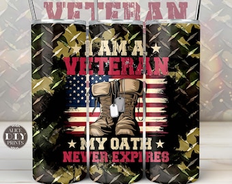 私は退役軍人です 20 オンス 米国軍 陸軍タンブラー スキニー ラップ アメリカ国旗 兵士 人生 PNG 昇華ダウンロード (さらに 9 つの無料デザイン)