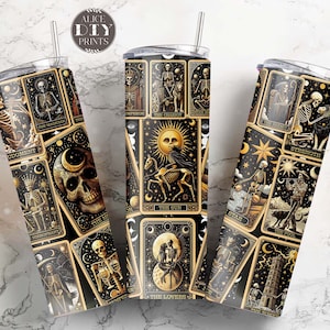 Antikes Skelett Tarot Karte Celestial 20 Unzen Skinny Tumbler Wrap Witchy Vibes Mystic Tumbler PNG Sublimationsdesigns (Plus 9 FREE Designs)