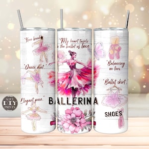 Ballerina Ballet Pink Girl Life 20oz Skinny Tumbler Wrap PNG Dancing Sublimation Designs Prints Clip Art Download (Plus 9 GRATIS ontwerpen)
