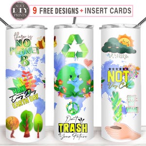 Envoltorio para vaso delgado de 20 oz Save the Earth, Día de la Tierra, reducción de la contaminación, reciclaje, medio ambiente, ecología verde, sublimación PNG (más 9 diseños GRATIS)